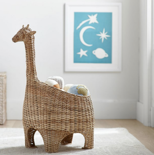 Pottery Barn Giraffe Shaped Wicker Basket
